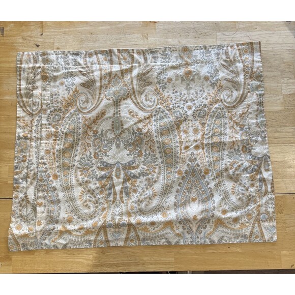 Pottery Barn Blythe Paisley Gold Ivory X2 Standard Pillow Shams Organic Cotton - Picture 3 of 12